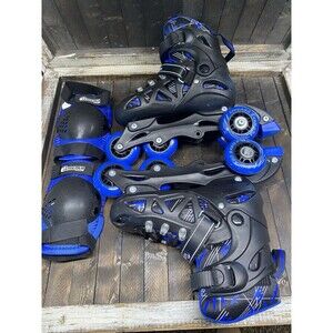 Chicago Skates Kids Sz M 1-4 Combo Blue 2-in-1 Training Skates